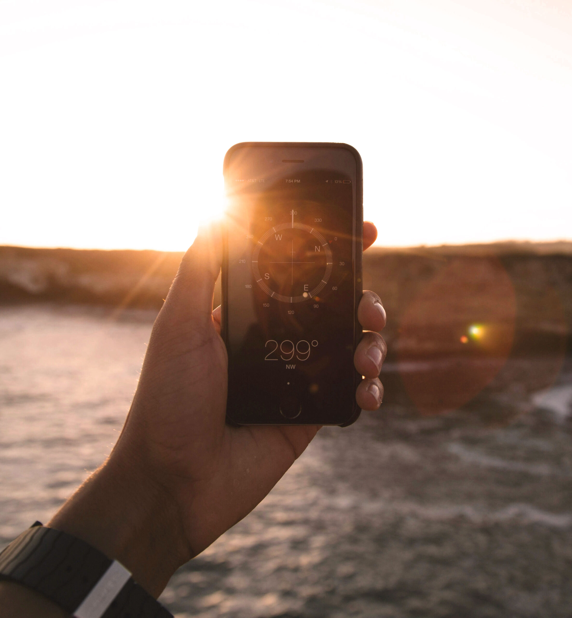 Compass at sunset